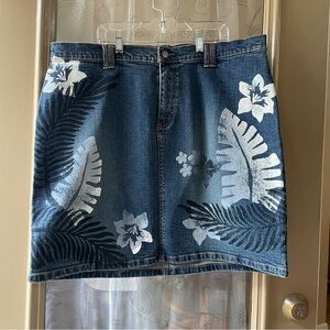 Venezia Skirt Size 18 Plus Lane Bryant Denim with Tropical‎ Design NWT